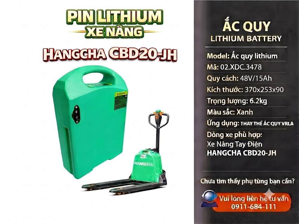 Pin Lithium Xe Nâng HANGCHA CBD20-JH 48V15AH